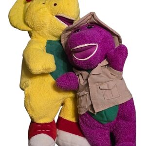 Vintage Barney & BJ Plush Dolls Set Lyons Partnership Golden Bear